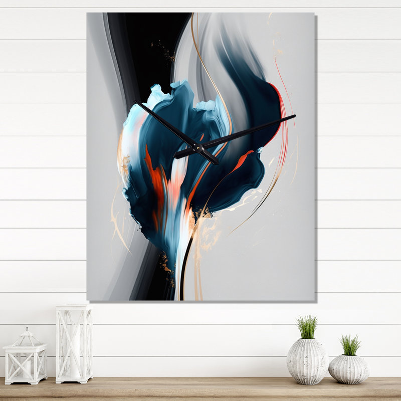 Irmelinde - Horloge murale florale abstraite, H 32 po x l 24 po x P 1 po