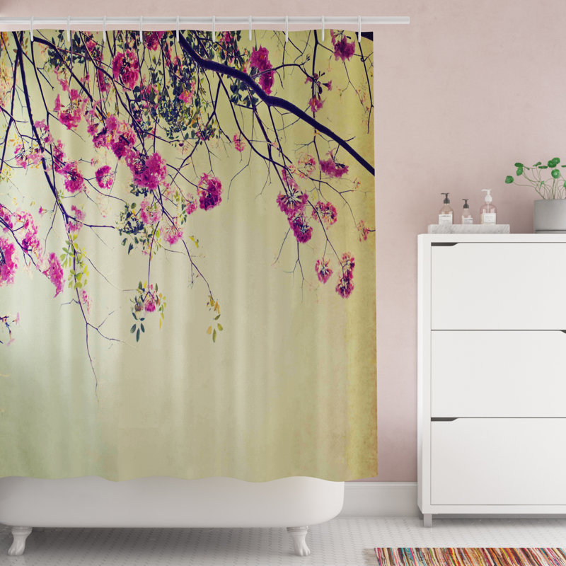 Rideau de douche simple à fleurs à fleurs sakura fleuris Karle, H 69 po x l 105 po