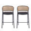 Ensemble de 2 chaises de salle à manger, tabouret de bar rembourré en métal, siège en similicuir avec dossier en rotin Wowen