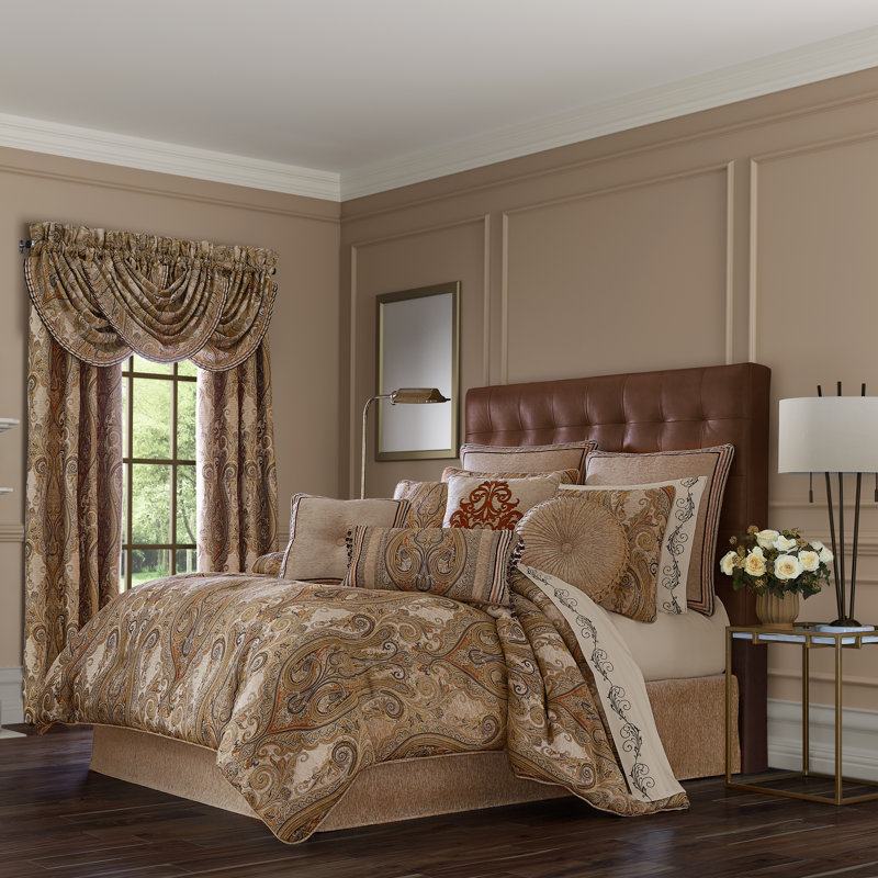 Luciana - 4 pièces Ensemble d'édredon, Édredon pour très grand lit + 2 taies décorativ, Beige