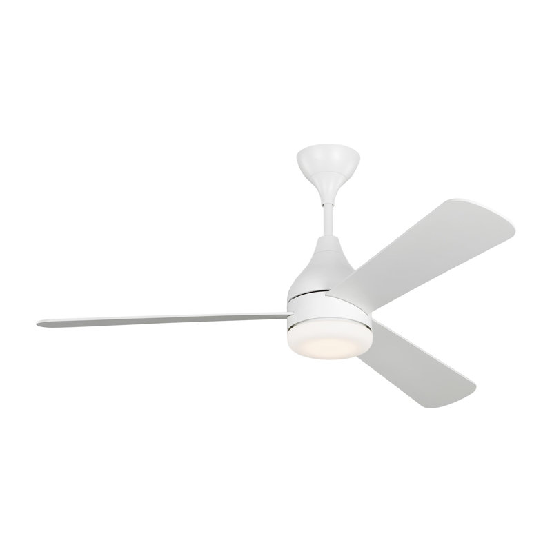 Smart LED Ceiling Fan, Matte White with White Blades, 52 inches