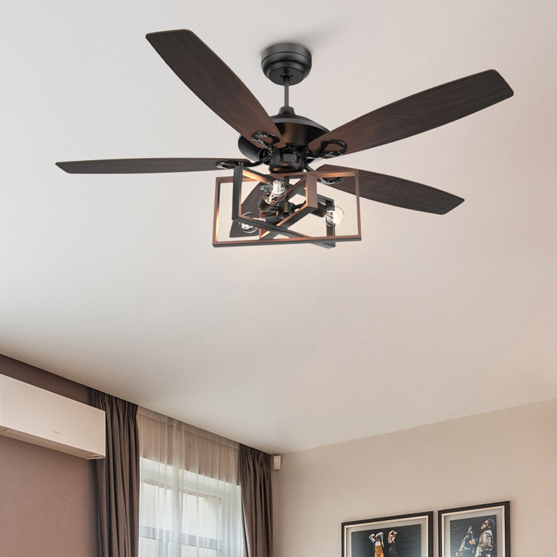 Ventilateur de plafond standard à 5 pales de 52 po avec télécommande et ensemble d'éclairage inclus