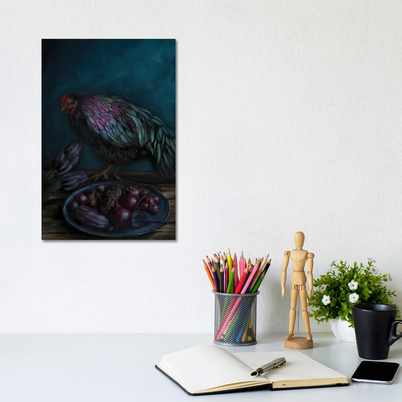 Black and Blue 1 Piece Wrapped Canvas Painting, 30.48cm H x 20.32cm W x 1.91cm D