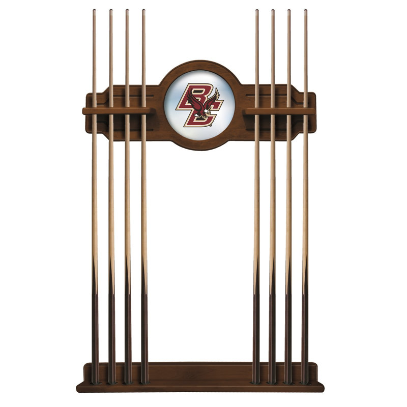 Holland Bar Stool Wood Pool Cue Rack, Chardonnay, Boston College Eagles