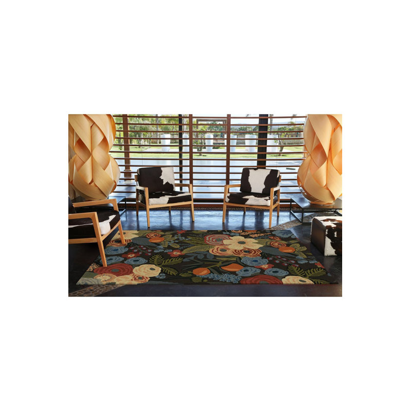 Multicolor Floral Pattern Machine Washable Decorative Rug, Rectangle 3'3" x 4'11" Rug Pad Included