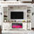 Donyell Farmhouse 98"W Wall Unit Entertainment Center For Tvs Up To 70" with Fireplace,White-99828122-100542014