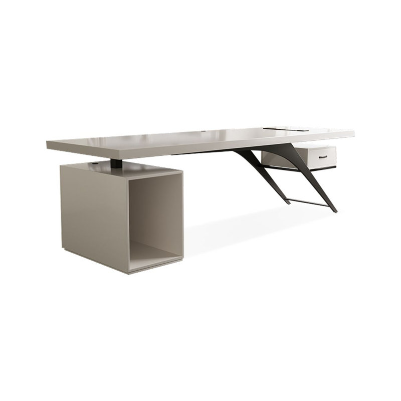 Bureau blanc rectangulaire en bois massif avec 4 tiroirs, bureau, Retour à gauche, H 29,53 po x l 62,99 po x P 31,5 po, Blanc