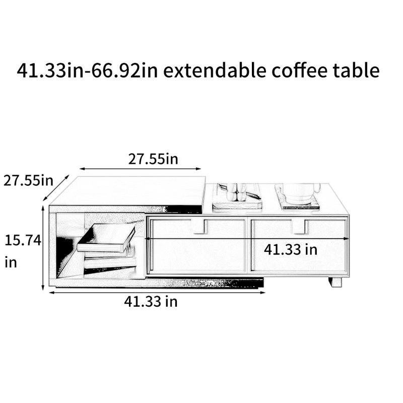 Retractable Coffee Table Minimalist Style