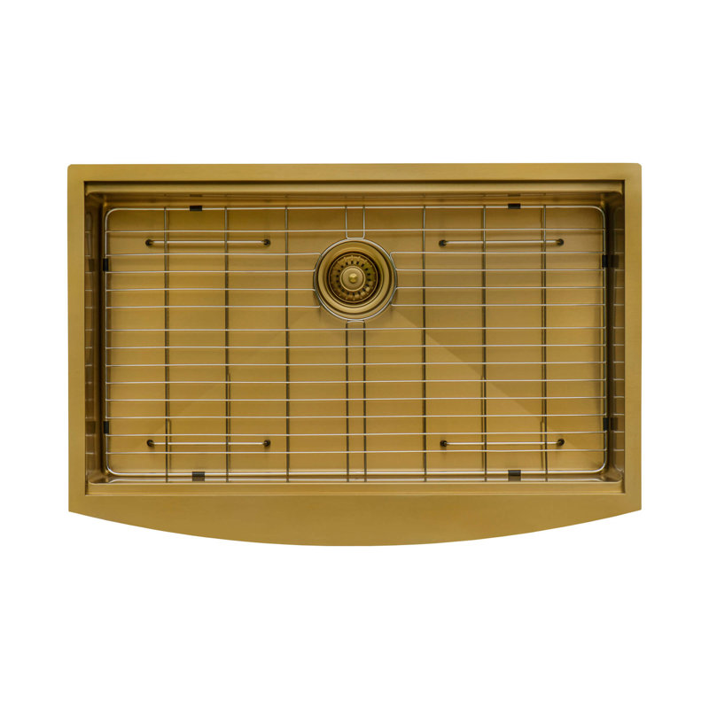 Ruvati 30" L x 22" W Farmhouse/Apron Kitchen Sink, Matte Gold Brass Tone