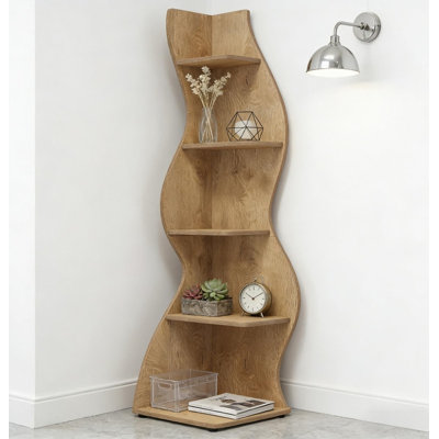 Wall Corner Display Shelf - Floating Corner Bookshelf, Space Saving Wall Mount Storage Organizer for Bedroom, Living Room, Bathroom