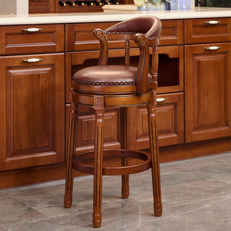 Tabourets de bar en cuir et cuir, chaise de bar pivotante à 360 degrés avec dossier, tabourets de bar à hauteur de comptoir