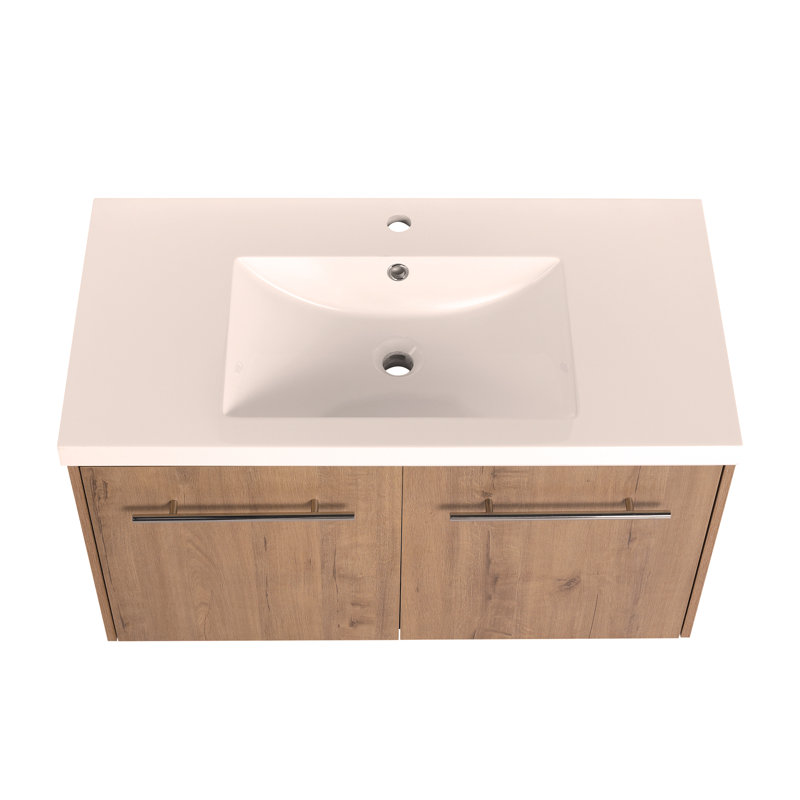 Armoire de salle de bain 36 po avec lavabo, portes et conception à fixation flottante