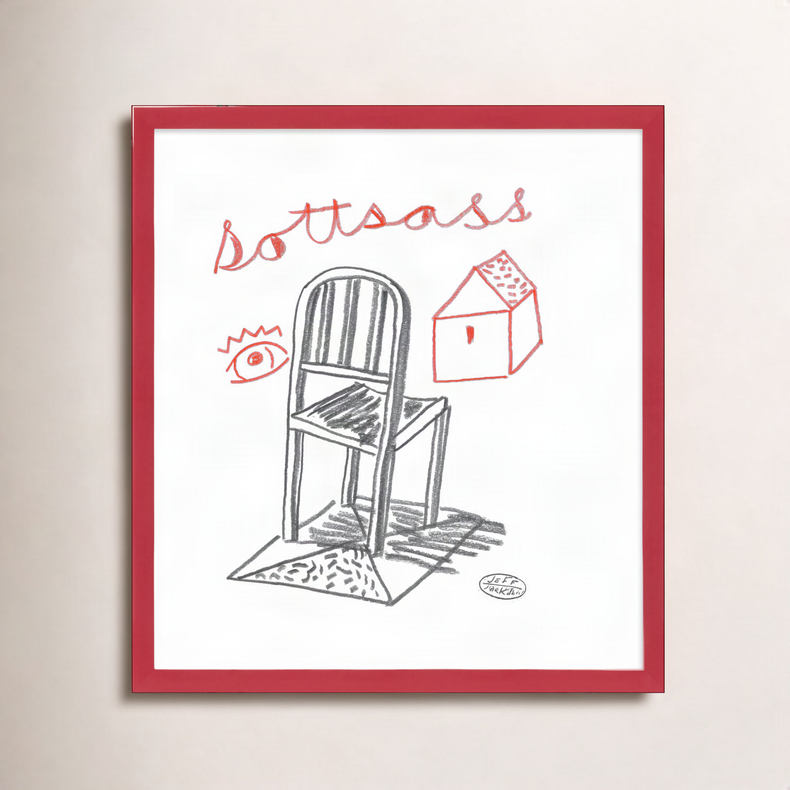 Chairs Sottsass by Jeff Jackson, 24" W x 24" H, Red Single Picture Framed Paper