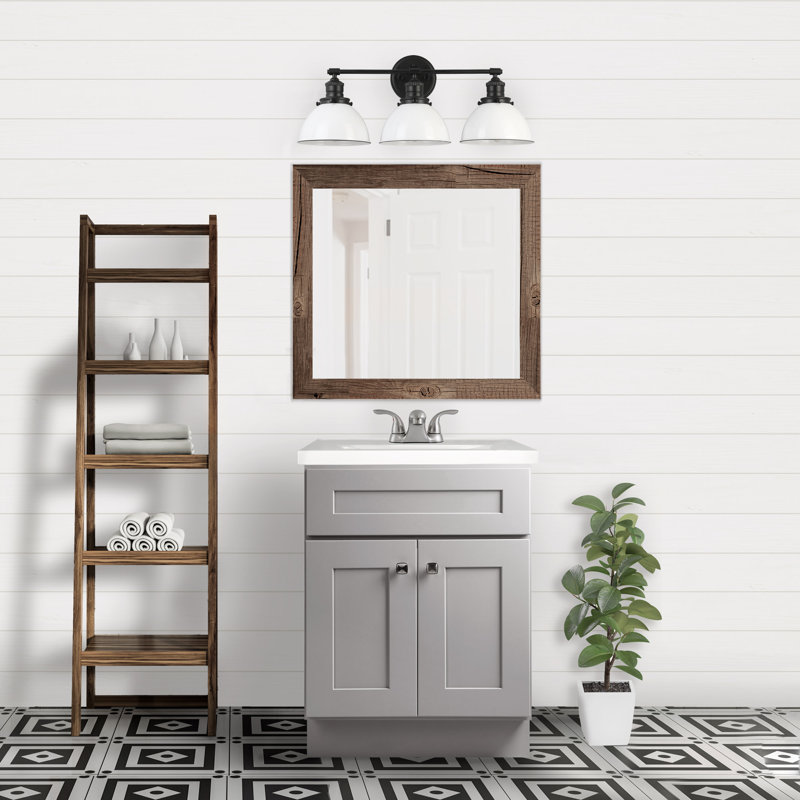 Brookings 24 Inch Bathroom Vanity, Shaker, Solid Wood, Fully Assembled, Sherwin Williams® Gray – Design House, 215517, Gray