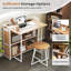 Folding Table With Stool 90 Cm Computer Desk Set With AC Outlets-Brown-762542846