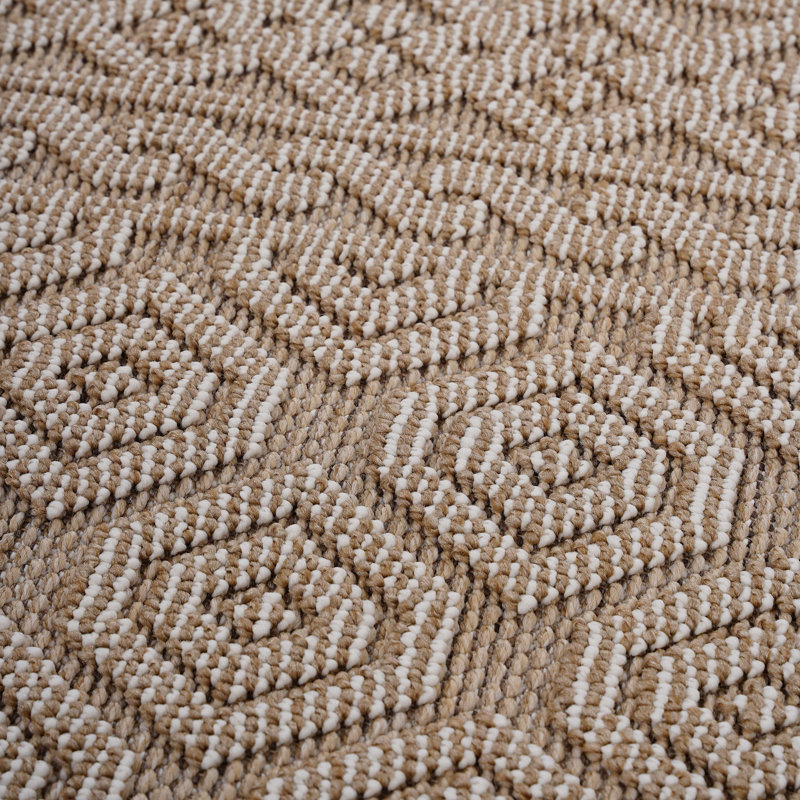 Tapis d'intérieur / extérieur moka / géométrique NAAR Guros Collection 8X10, Rectangle 7 pi 9 po x 10 pi