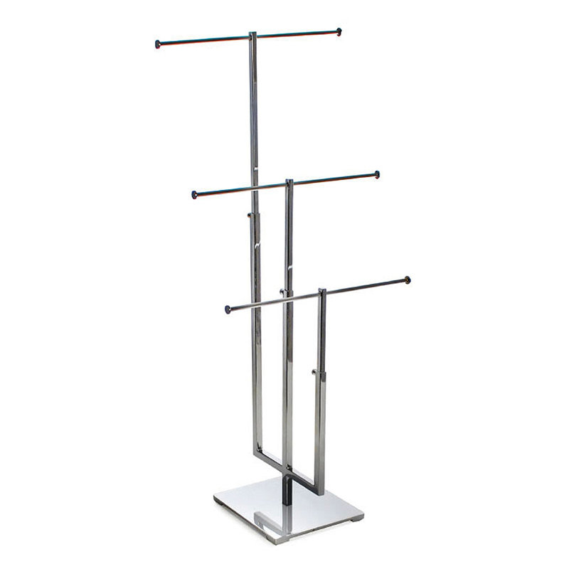 Adjustable Three-Tier Silver Metal Necklace Display Rack