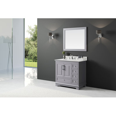 Cianfero 36 Inch Bath Vanity in Quartz Top with Faucet Hole with Basin