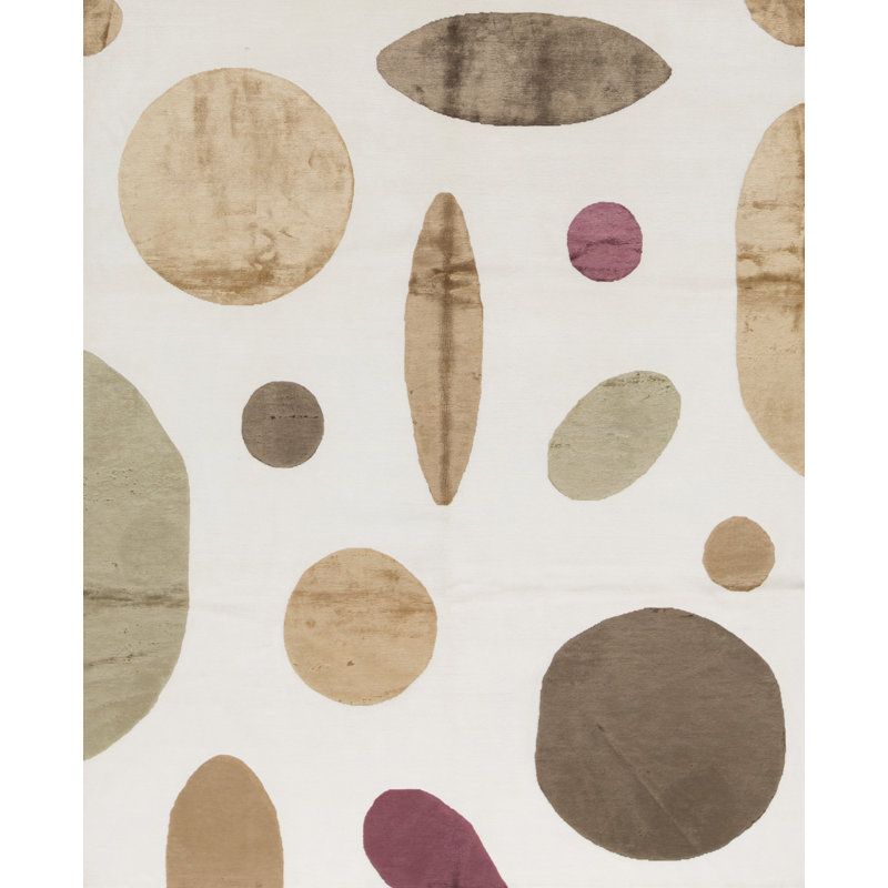 Tapis beige noué à la main de haute qualité