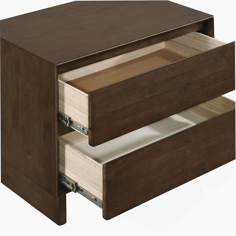 Table de chevet 2 tiroirs brun chaud