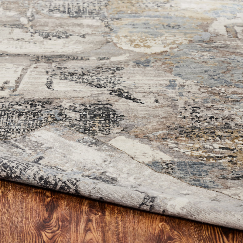 Hand Knotted Wool Abstract Area Rug, Rectangle 3' x 5'