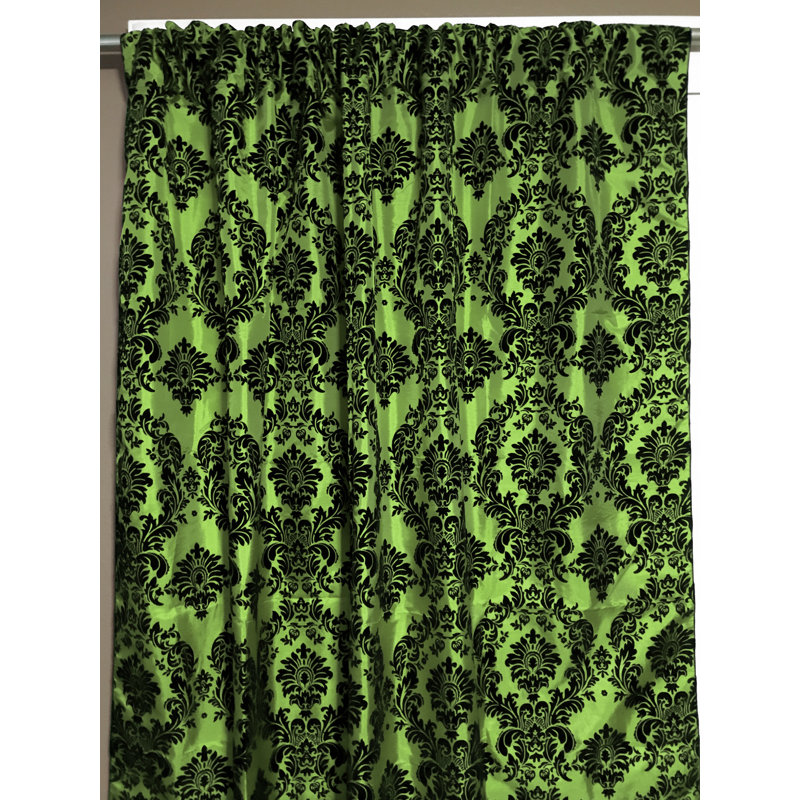 Amboy Semi Sheer Curtain Single Panel, 56" W x 72" L, Black/Lime Green