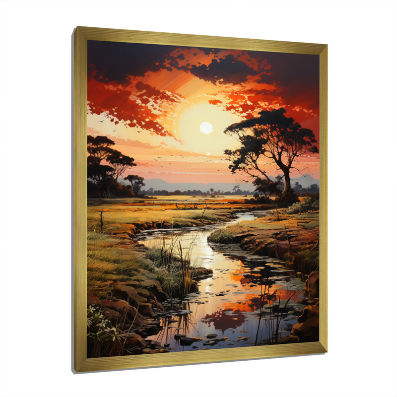 Vietnam River Delta Sunset IV sur toile, H 40 po x l 30 po x P 1,5 po, Cadre photo doré simple