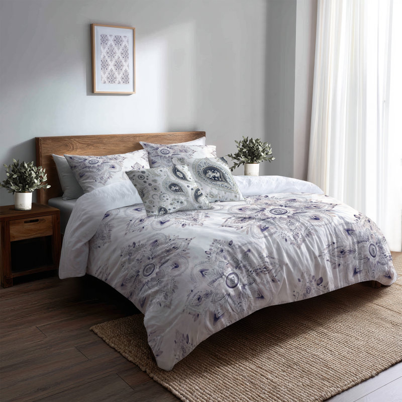 Ensemble de literie à motif cachemire 5 pièces - Ensemble de housse de couette et coussin décoratif Boho