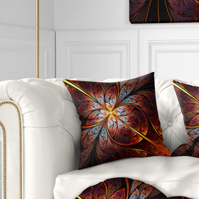 Oreiller rouge et bleu floral fractal