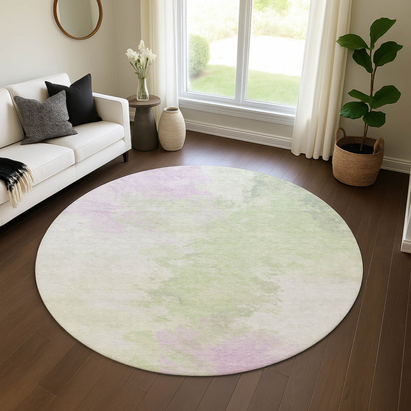 Premium Machine Washable Slesnick AMF1675 Abstract Rug, Round 8'