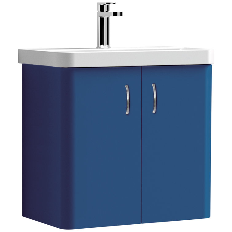 Metro Lane Arley Direction 600Mm 2 Door Azzure Blue Wall Hung Basin ...