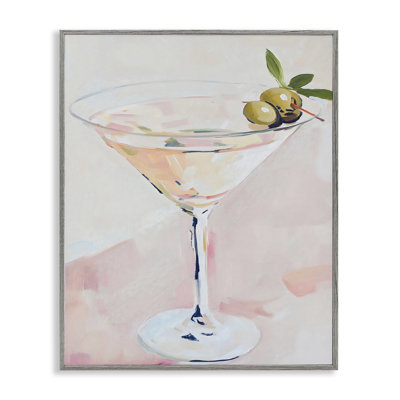 Pastel Martini with Olive Garnish Framed Giclee, design by The Prints Vibe