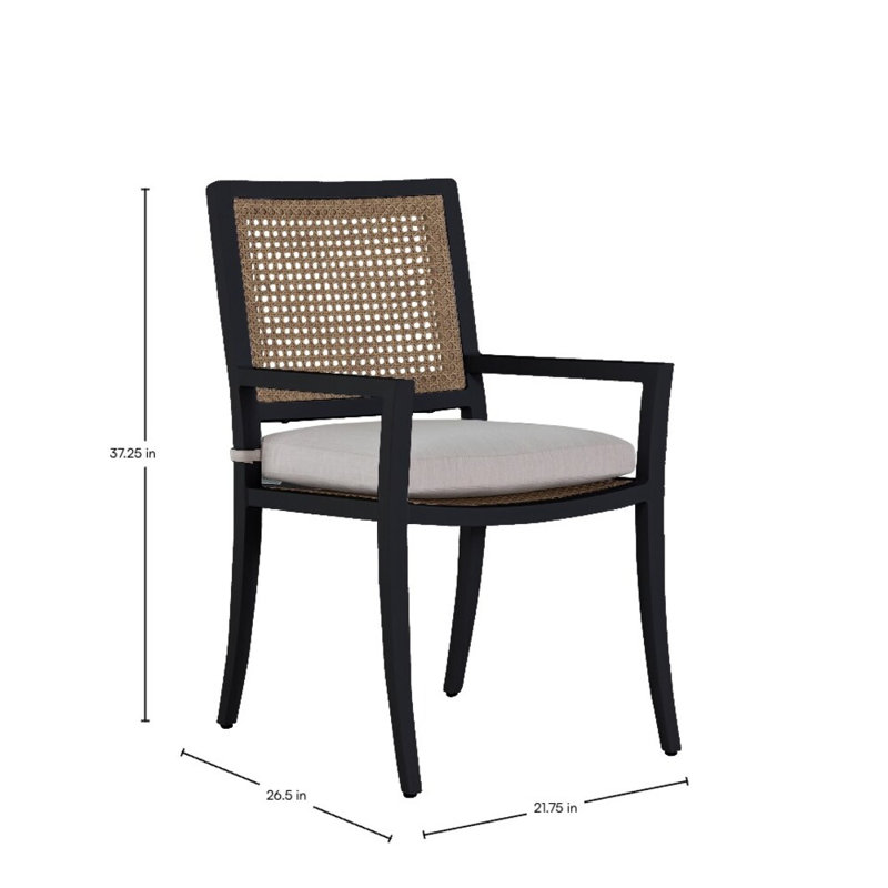 Fauteuil en aluminium et rotin des Bermudes, Welt + bourre standard, Perle Bali, Minuit et canne naturelle