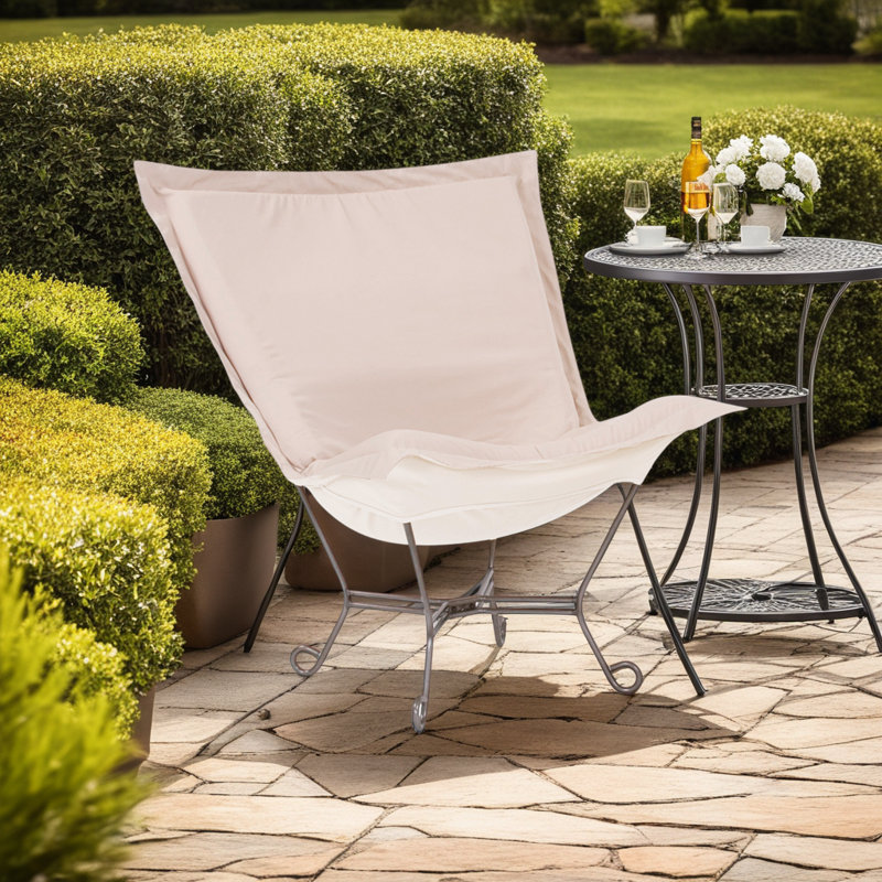 Chaise de patio avec coussins Misayo, Sable paysage marin