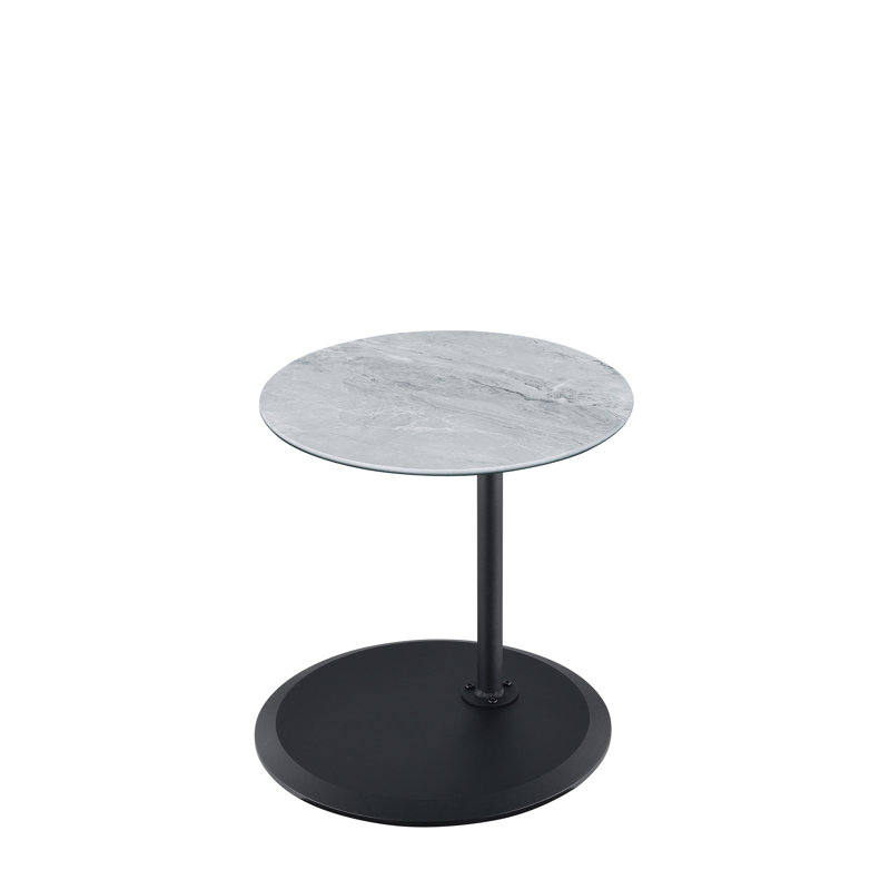 Table de bout 15,5 "Orbit avec plateau en marbre gris texturé à hauteur ajustable - aspect bureau moderne, Gris