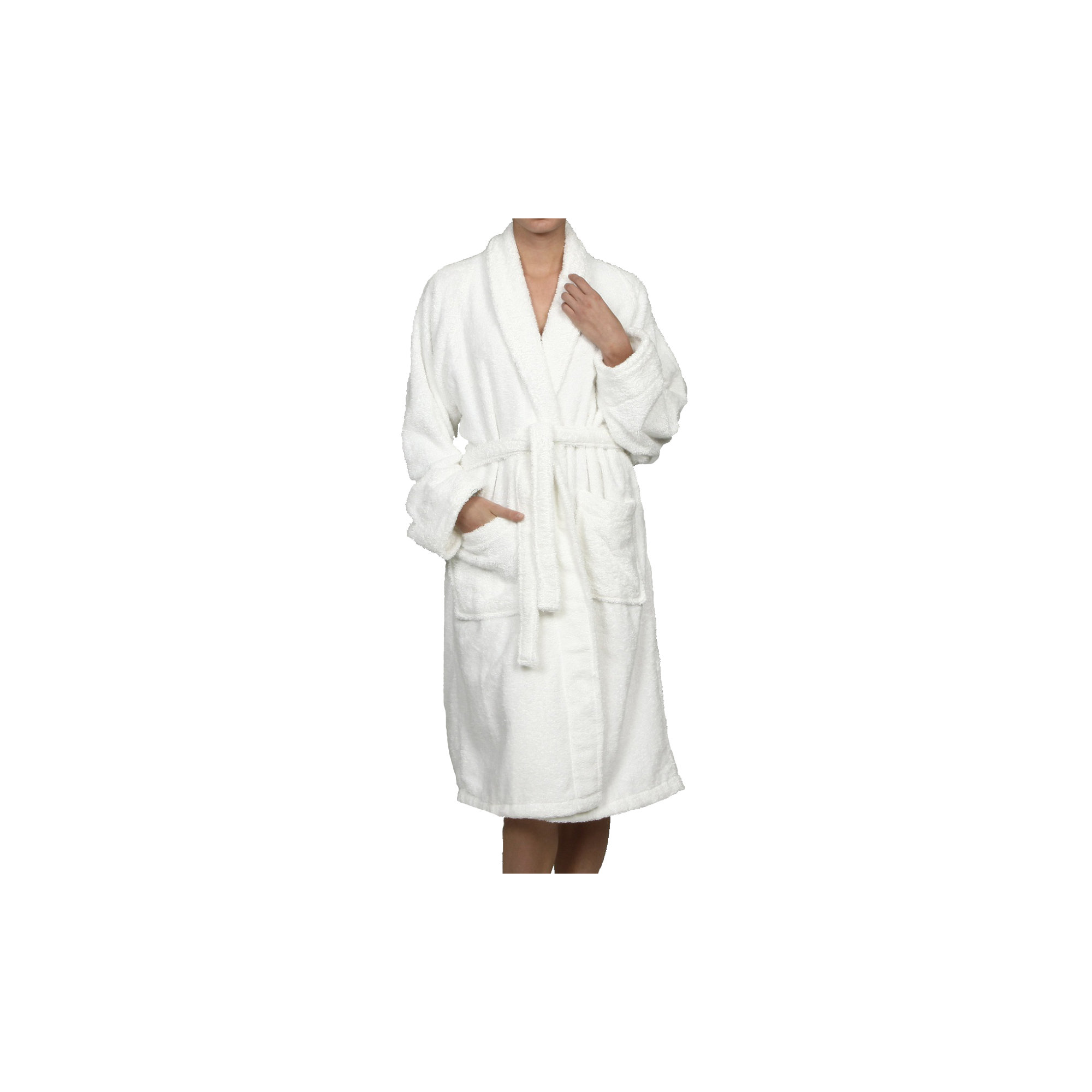100% Cotton Bathrobe, White, M