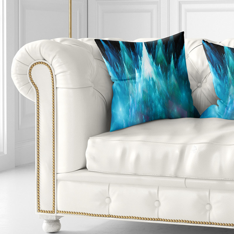 Fractal Crystals Design - Coussin imprimé abstrait, 16 po x 1 po, Coussin décoratif, Bleu
