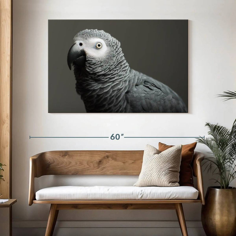 African Grey Parrot, 32" H x 48" W
