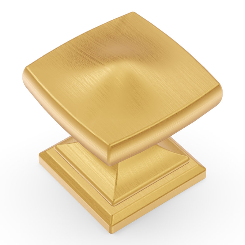 Modern Collection 1 1/4 Diameter Square Knob, Brushed Golden Brass