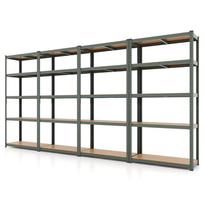 Costway 4 Pcs 5 Tier Adjustable Garage Shelving Unit With 2000 Lbs Max Load For Warehouse