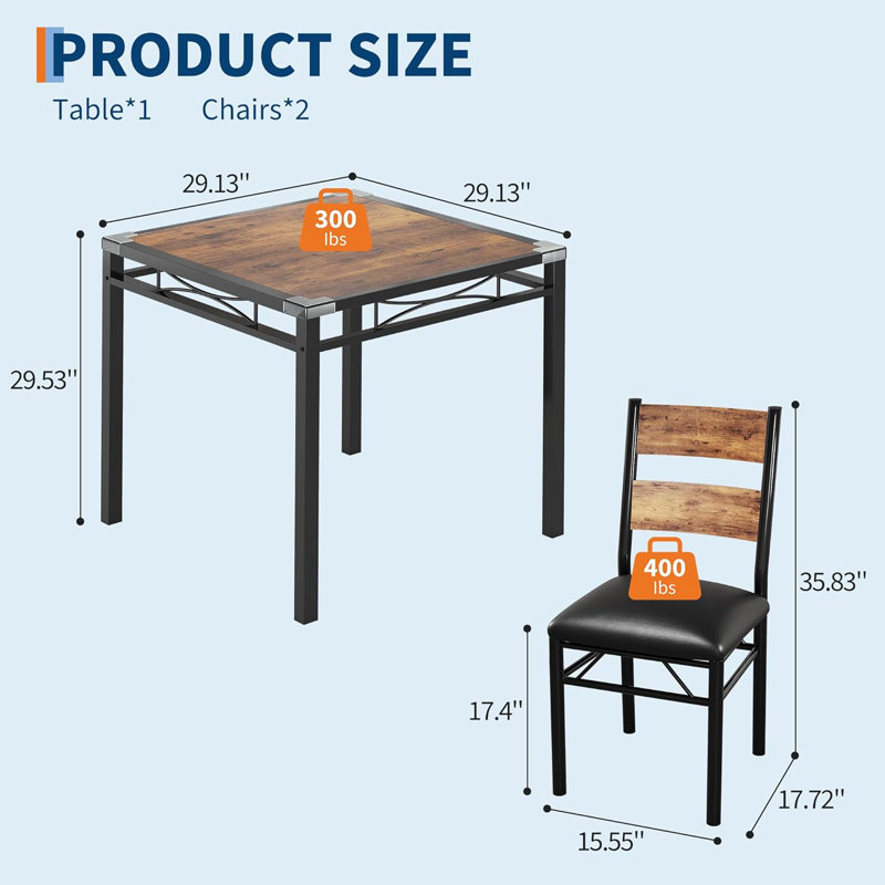 2 - Person Dining Set, Brown, Brown