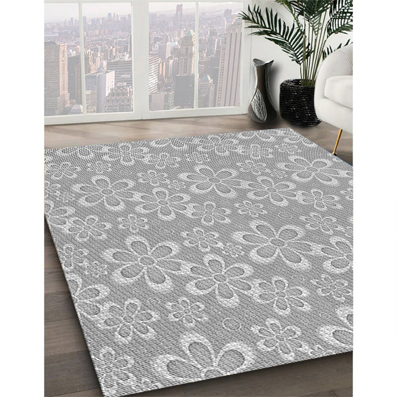 Tapis 100% à motifs lavables à la machine 2989 Pat1251-GRY, Rectangle 8 pi x 10 pi