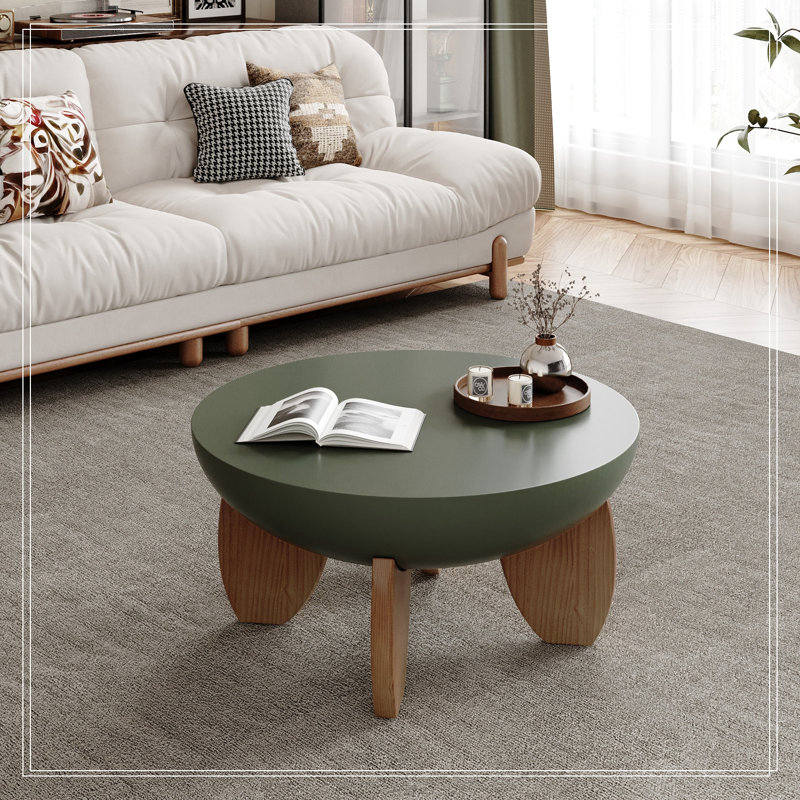 Rond Emagene avec pieds en bois, Olive