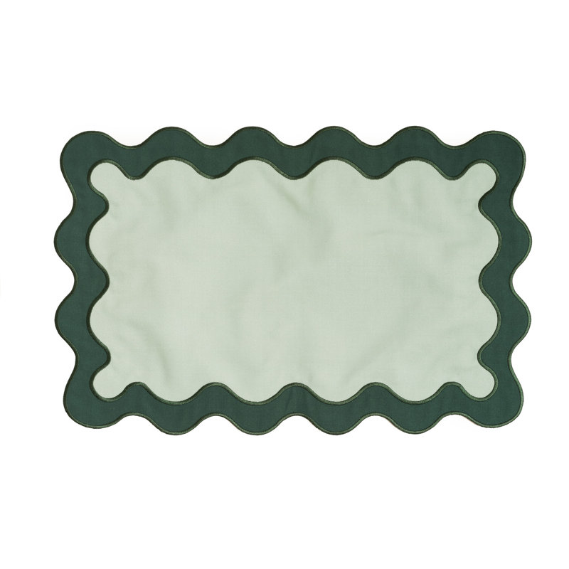  Napperon carré en polyester brodé, Vert