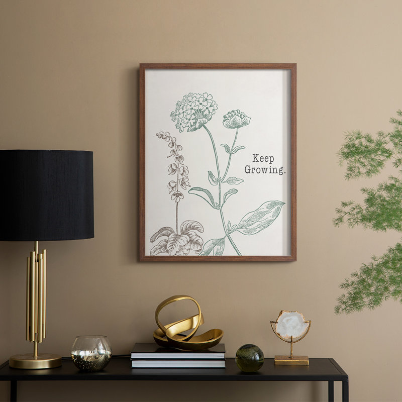 Keep Growing Framed Print - Solid Wood, Walnut, 15" H x 12" W