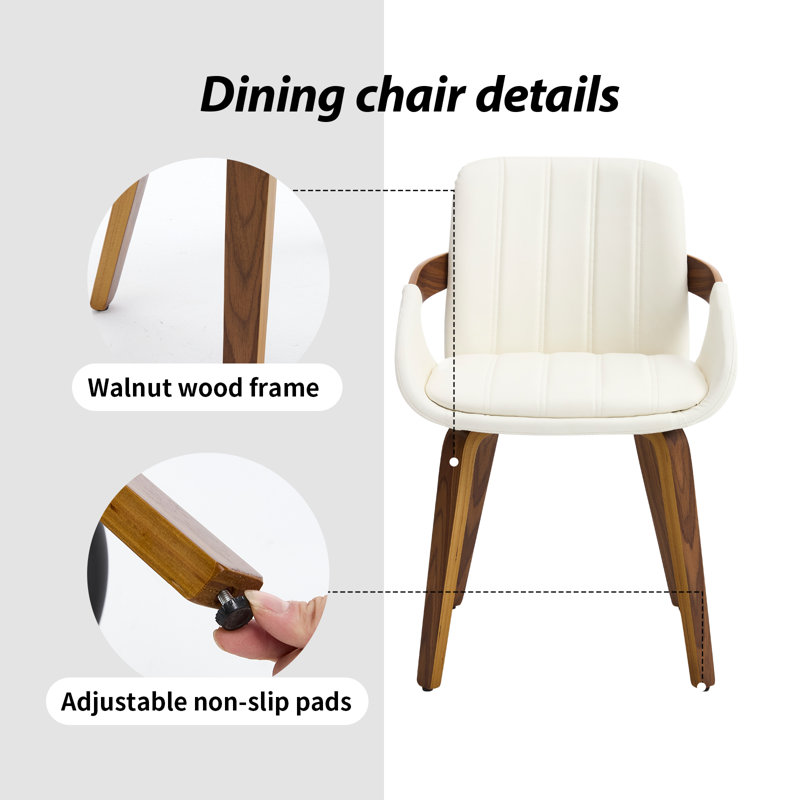 Chaises de salle à manger rembourrées en similicuir de polyuréthane moderne, Blanc