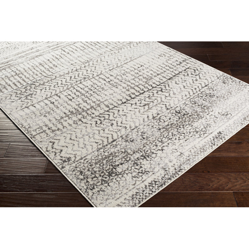Tapis gris / noir Morrow Southwestern, Rectangle 6 pi 7 po x 9 pi