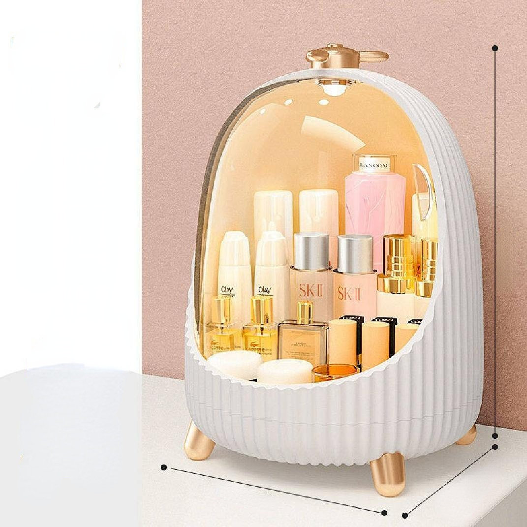 Wooden Cosmetic Storage Box Desktop Brush Lipstick Rack Dresser Skin Care Products Household Dustproof Latitude Run Finish: White