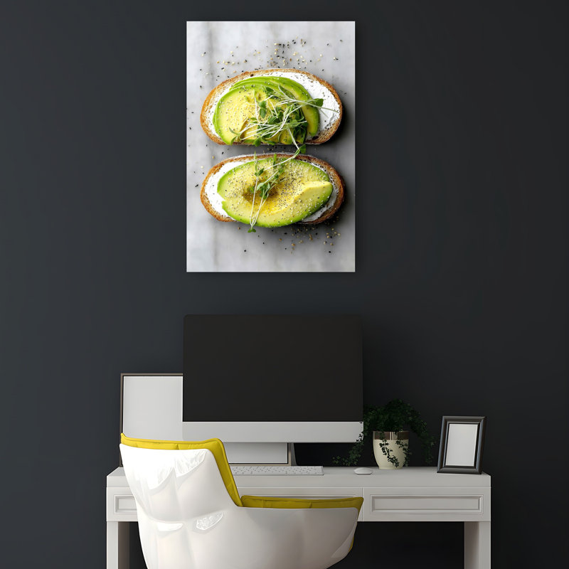 «Fresh Avocado Toast», art mural contemporain, 18" H x 12" W