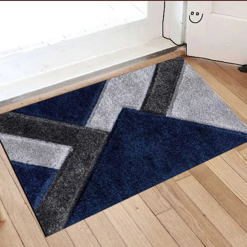 W60 x L110 cm Indoor Door Mat, Blue/Grey
